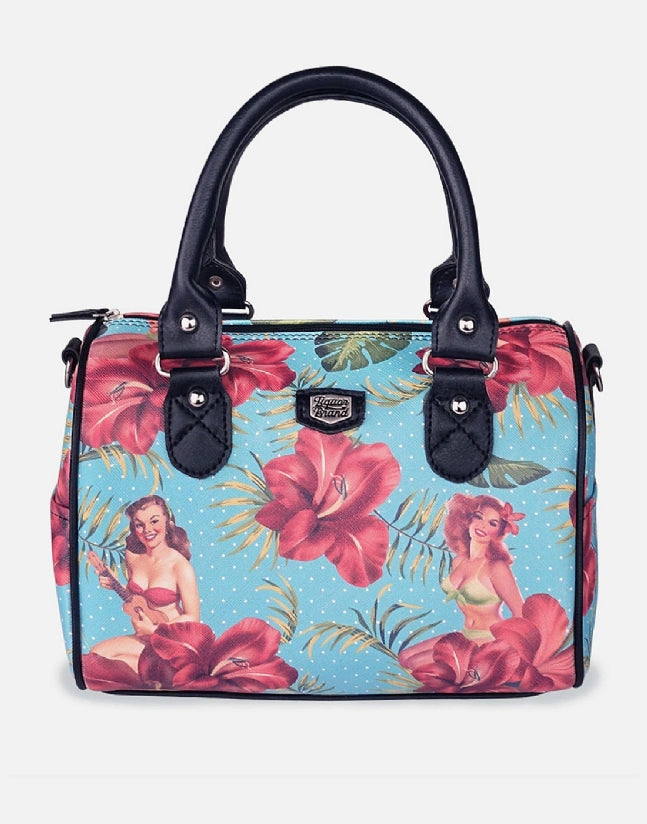 Liquorbrand Blue Hula Girl Handbag - Retro Tiki Shoulder Bag