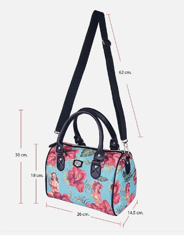 Liquorbrand Blue Hula Girl Handbag - Retro Tiki Shoulder Bag