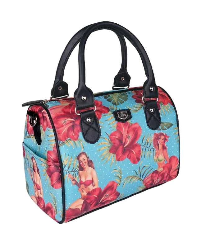 Liquorbrand Blue Hula Girl Handbag - Retro Tiki Shoulder Bag