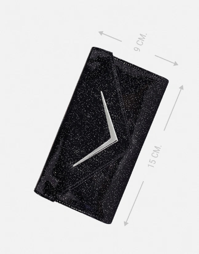 Liquorbrand Vega Black Glitter Wallet - Retro Envelope Purse