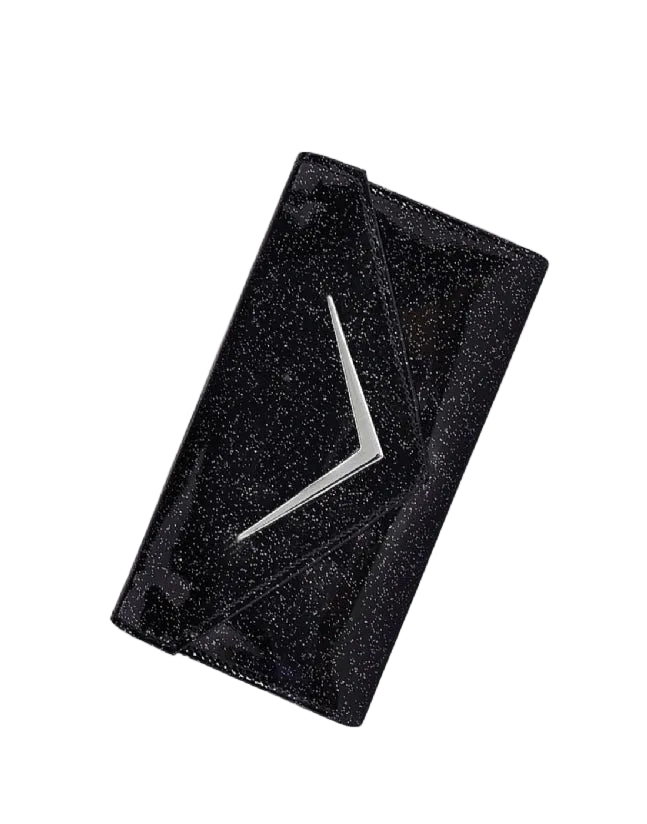 Liquorbrand Vega Black Glitter wallet retro envelope purse with chevron logo