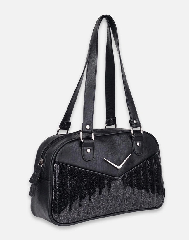 Liquorbrand Bonneville Black Bowler Bag - Retro Rockabilly Handbag