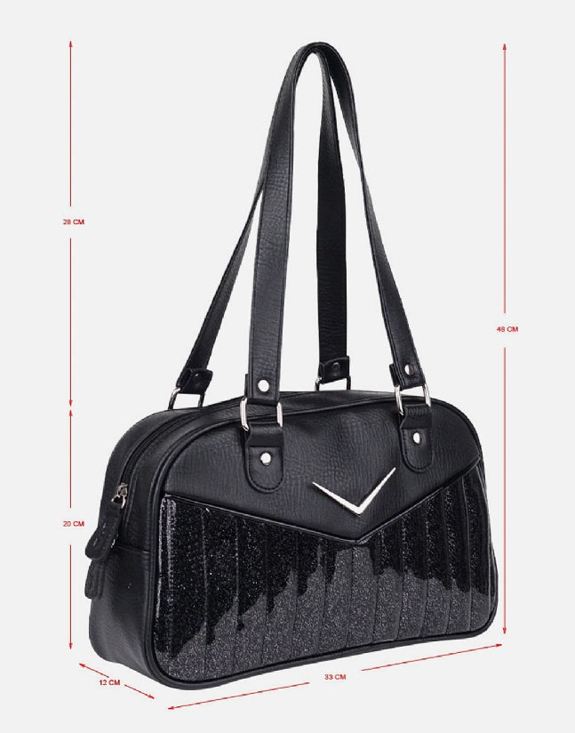 Liquorbrand Bonneville Black Bowler Bag - Retro Rockabilly Handbag