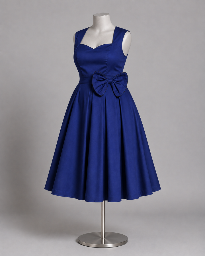 Vivienne Blue Bow Retro Dress