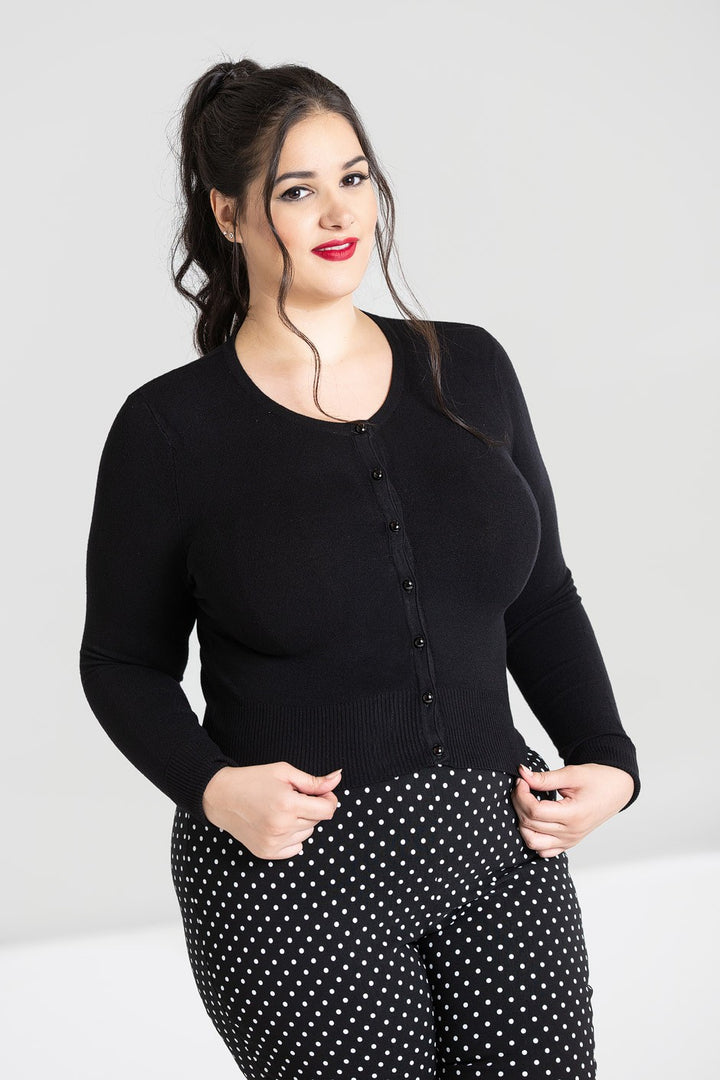 Hell Bunny Paloma Cardigan Black – Vintage Cropped Cardigan Xs–6xl