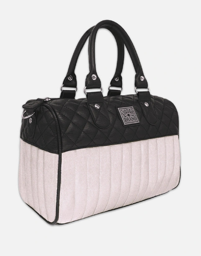 Liquorbrand White Metal Flake Bowler Bag - Retro Rockabilly Handbag