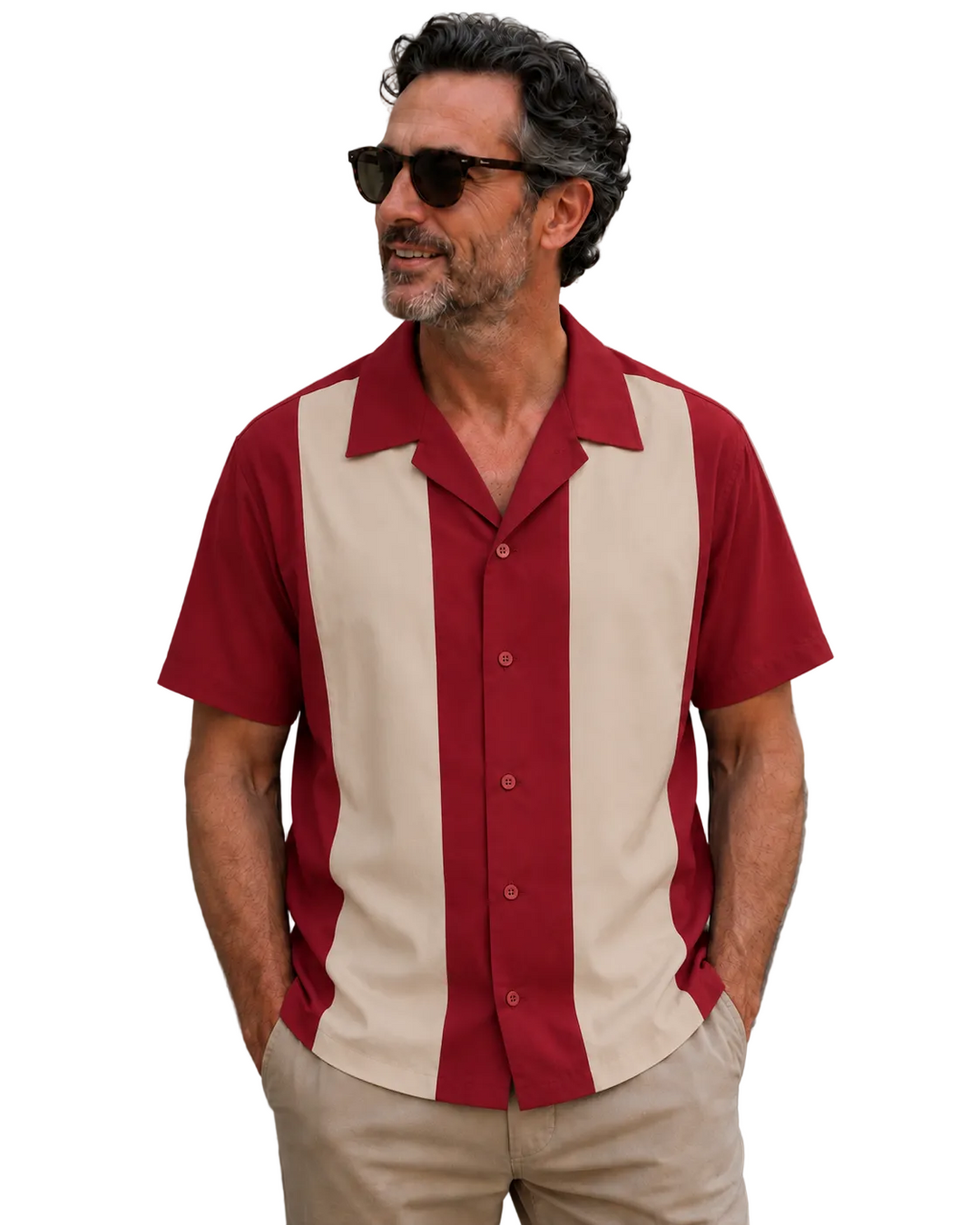 maroon and ivory retro bowling shirt