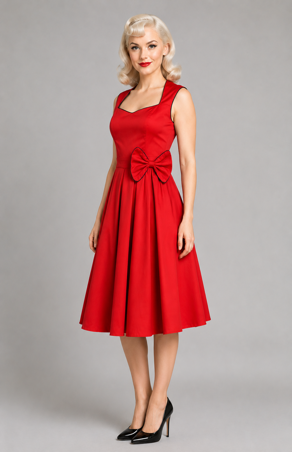 Vivienne Red Bow Retro Dress