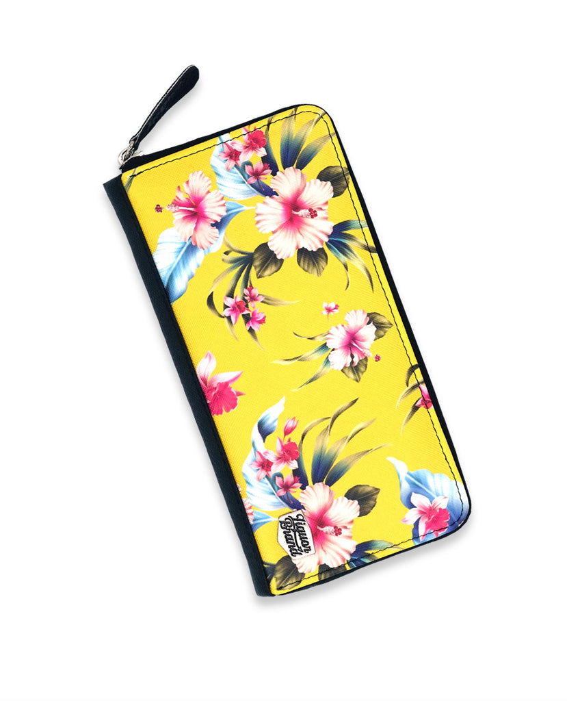 Liquorbrand Luau Yellow Wallet - Retro Floral Zip Purse