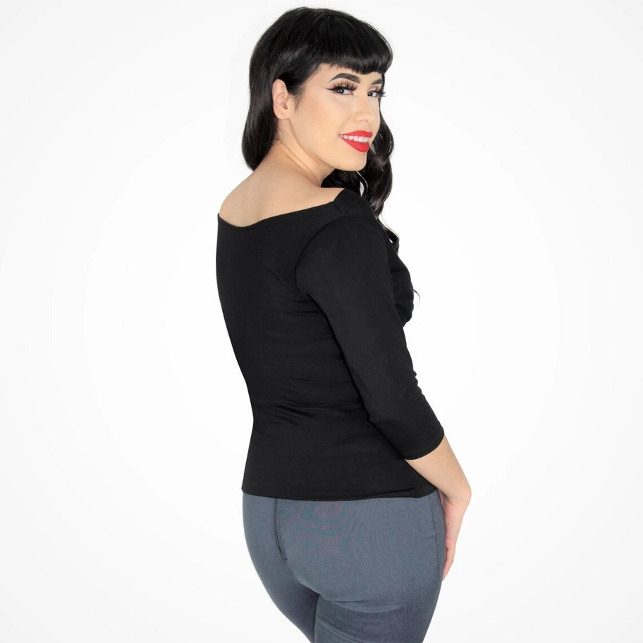 Black V-Neck Wrap Top