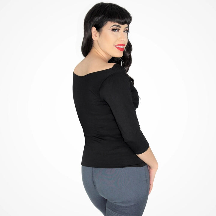 Black V-Neck Wrap Top