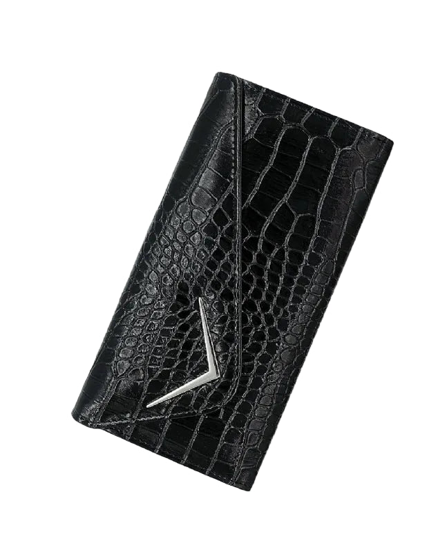 Liquorbrand Vega Crocodile clutch retro black envelope purse with chevron logo