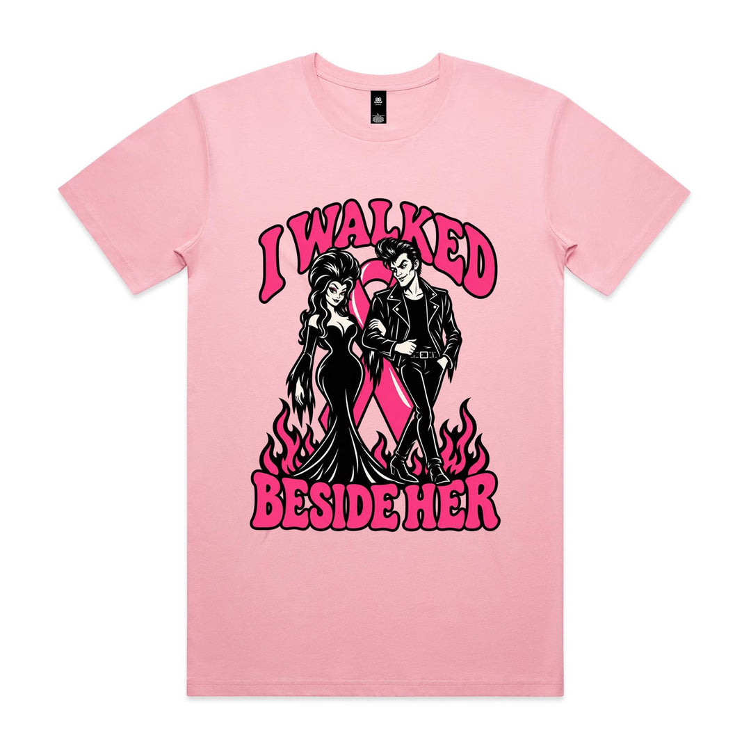 I Walked Beside Her Gothic Breast Cancer Supporter Mens T-Shirt