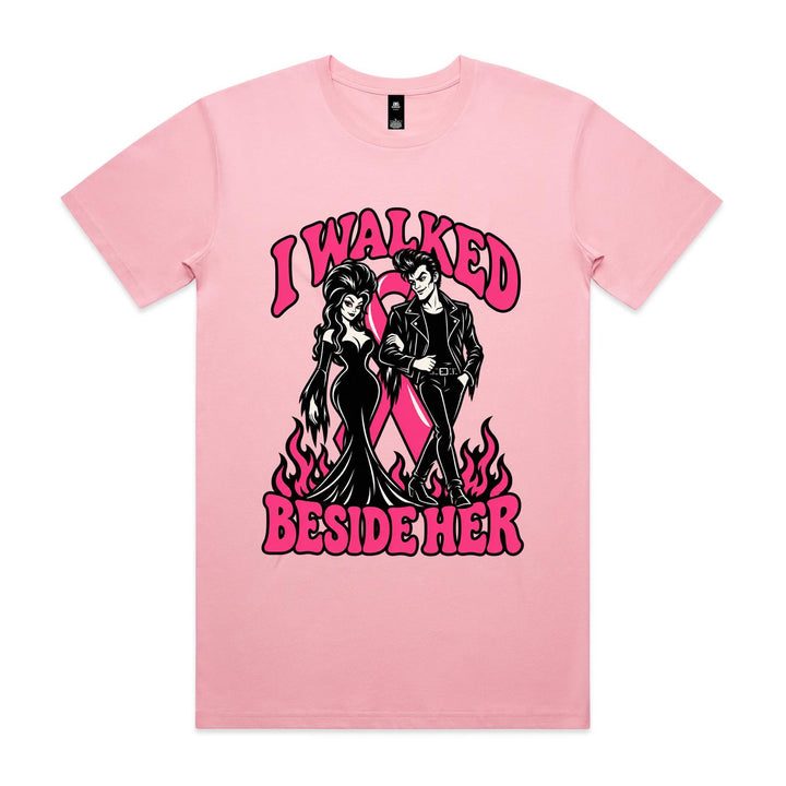 I Walked Beside Her Gothic Breast Cancer Supporter Mens T-Shirt