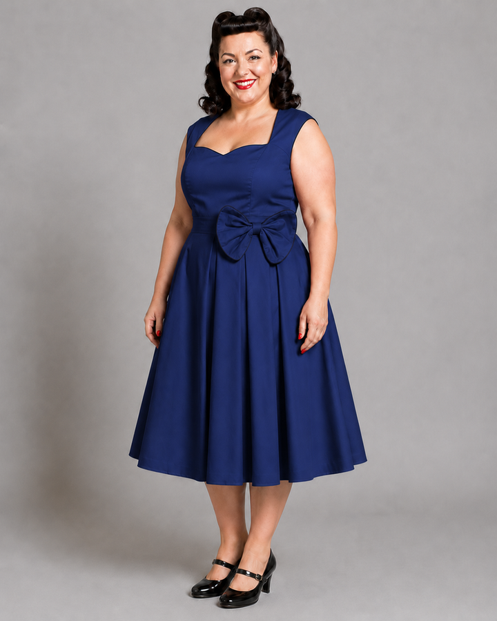 Vivienne Blue Bow Retro Dress