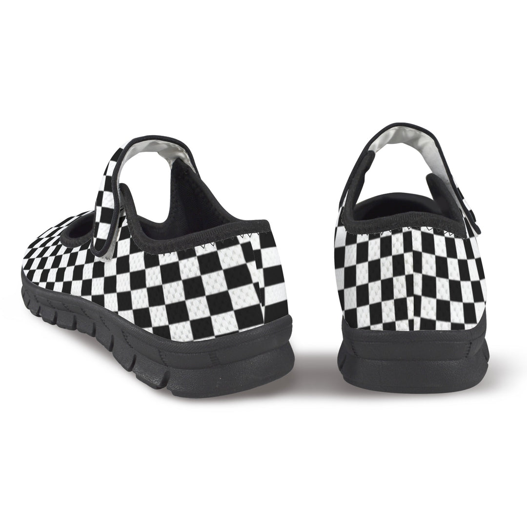 Race Flags Mary Jane Barefoot Comfort Shoes – Wide Fit & Orthotic Friendly