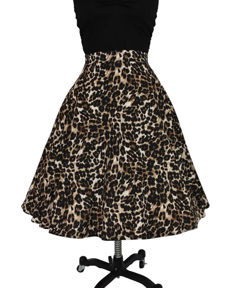Hemet leopard print swing skirt with high waist and flared shape