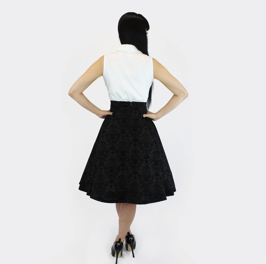 Black vintage midi skirt with back zipper