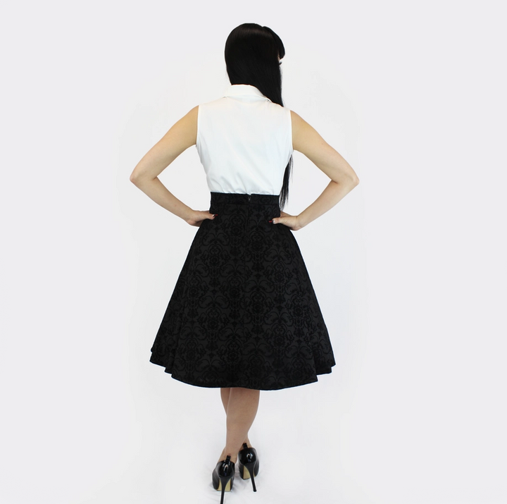 Black vintage midi skirt with back zipper