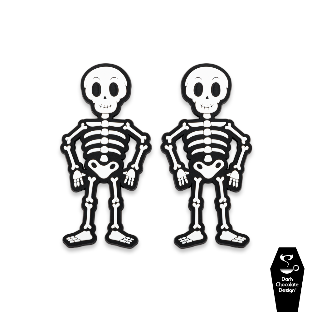 Hot Chocolate Design - Crazy Bones cute skeleton accessories for Halloween shoes with bold black-and-white design.
