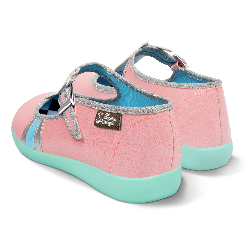 Hot Chocolate Design Diner MJ SIZE12/42 ONLY - PLEASE READ DESCRIPTION - pink faux leather shoes with mint outsole.