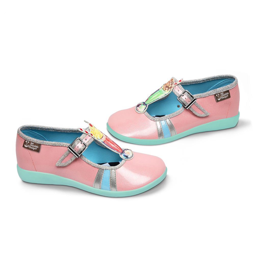 Hot Chocolate Design Diner MJ SIZE12/42 ONLY - PLEASE READ DESCRIPTION - pink shoes with glitter details and buckle.