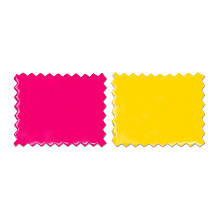 Hot Chocolate Design - Sugar Skull vibrant pink and yellow fabric swatches with zigzag edges