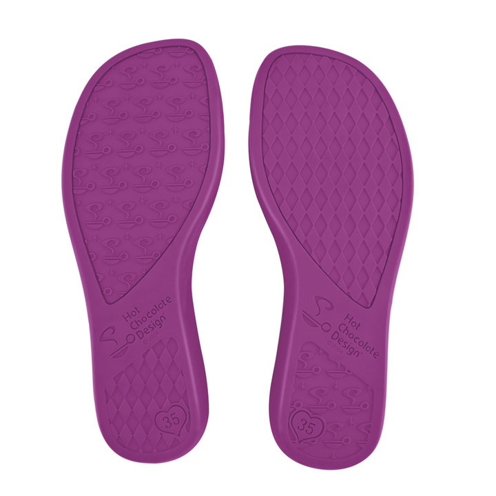 Hot Chocolate Design Elvira & Ophelia purple synthetic rubber outsole for mary jane flats.