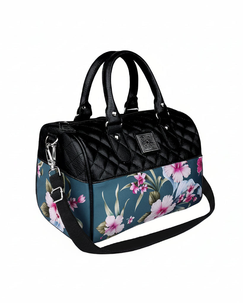 Liquorbrand Luau Green Handbag - Retro Floral Shoulder Bag