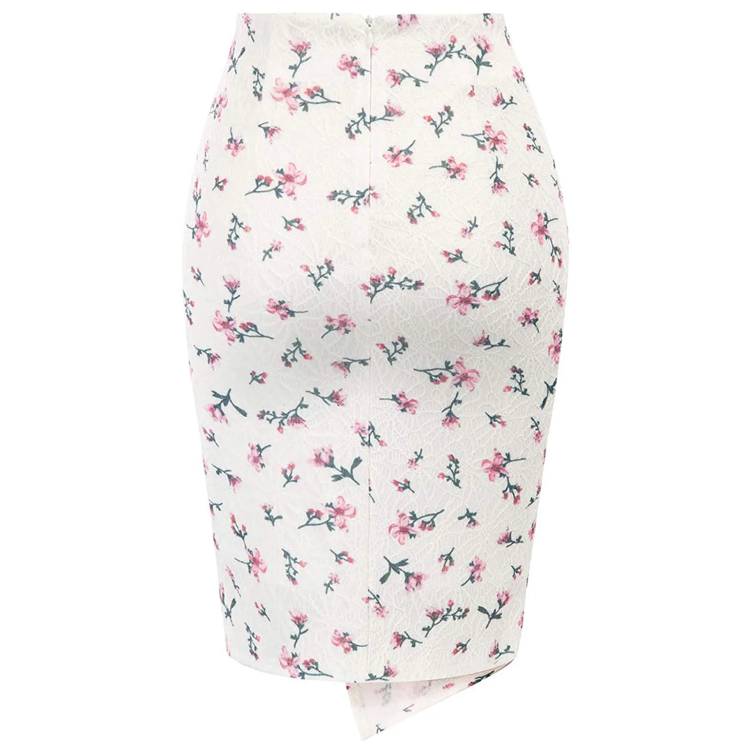 Floral Twist High Waist Pencil Skirt