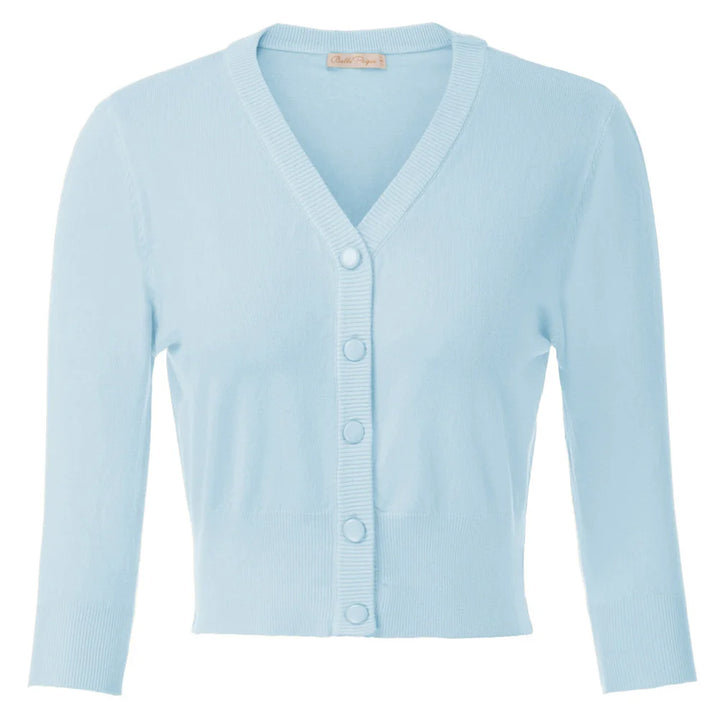 Women's Knit Cardigan – Cropped 3/4 Sleeve V-Neck Button Up