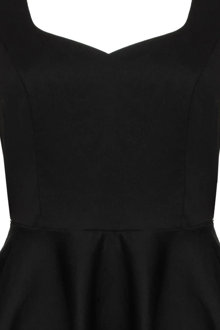 Hell Bunny Heidi Black Cotton Satin 50s Midi Dress