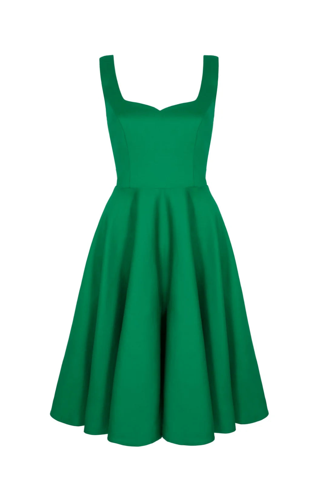 Hell Bunny Heidi Green Cotton Satin 50s Midi Dress