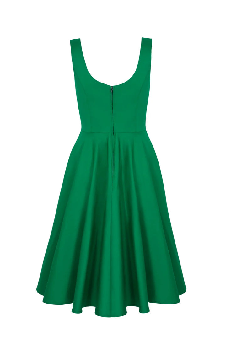 Hell Bunny Heidi Green Cotton Satin 50s Midi Dress