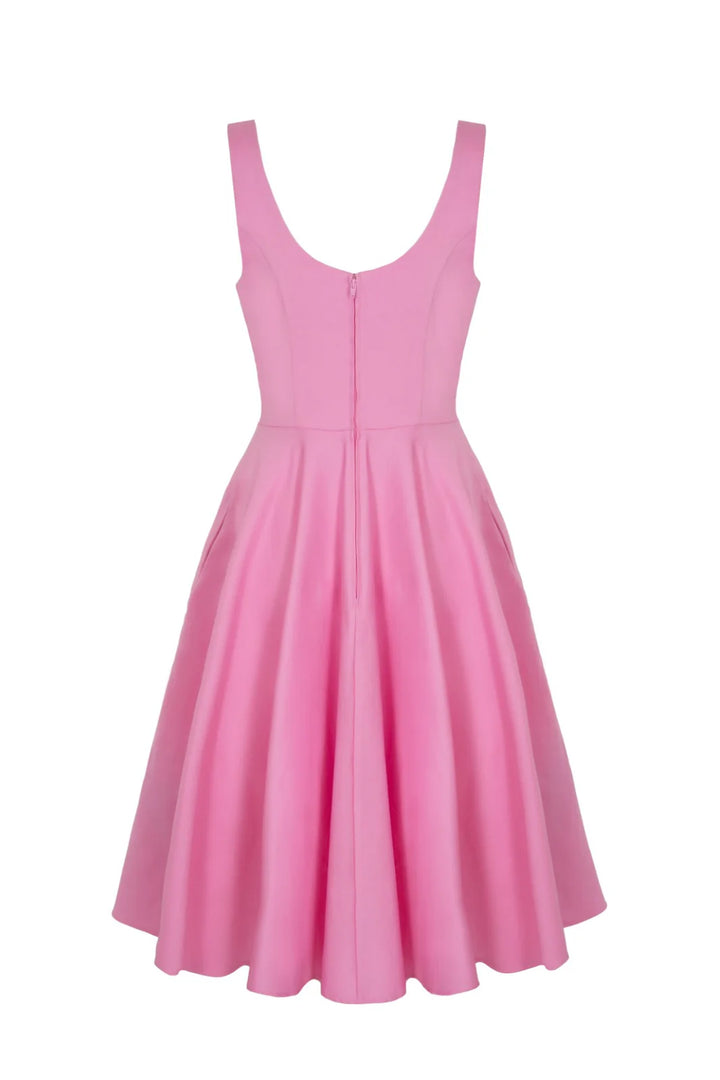 Hell Bunny Heidi Pink Cotton Satin 50s Midi Dress