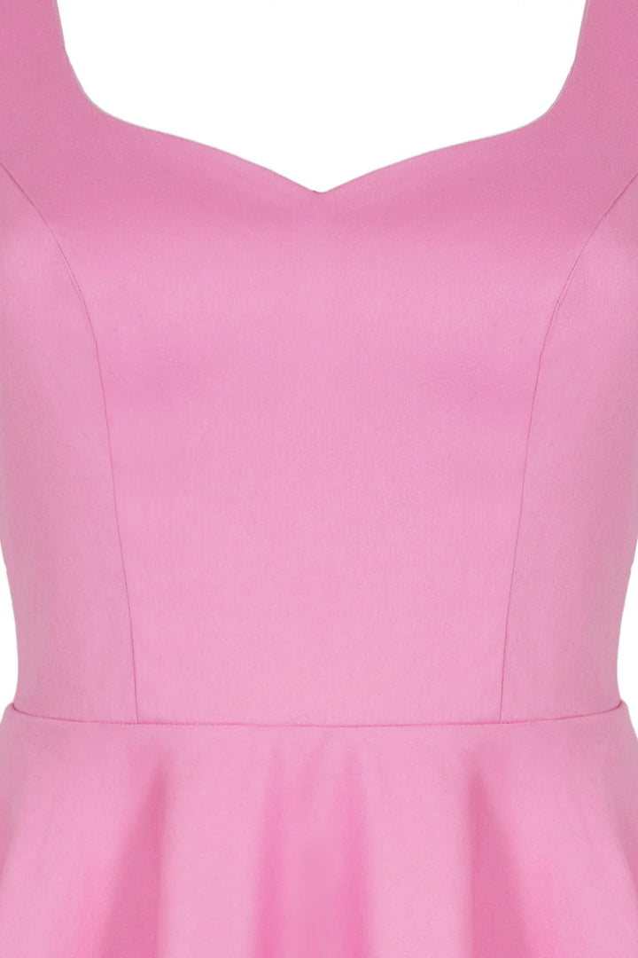 Hell Bunny Heidi Pink Cotton Satin 50s Midi Dress