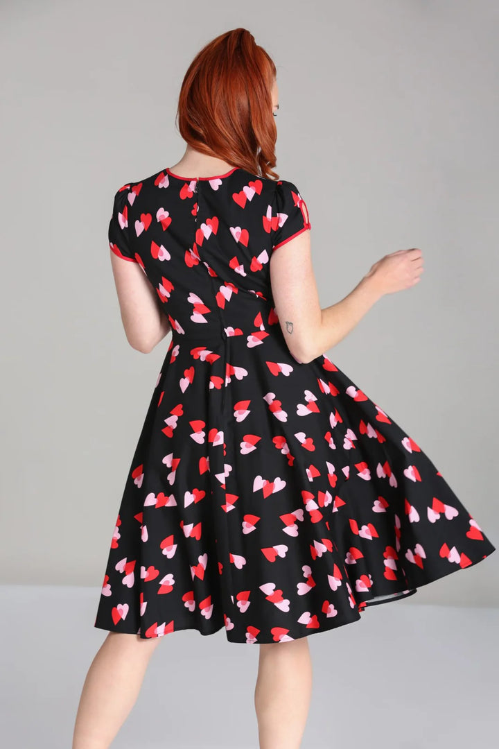 Robe midi Hell Bunny motif cœurs Confetti style années 50