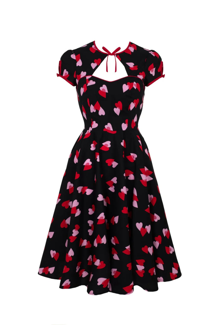 Robe midi Hell Bunny motif cœurs Confetti style années 50