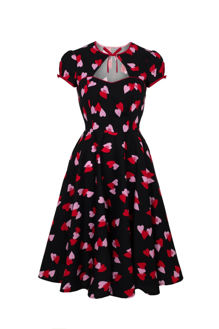 Robe midi Hell Bunny motif cœurs Confetti style années 50