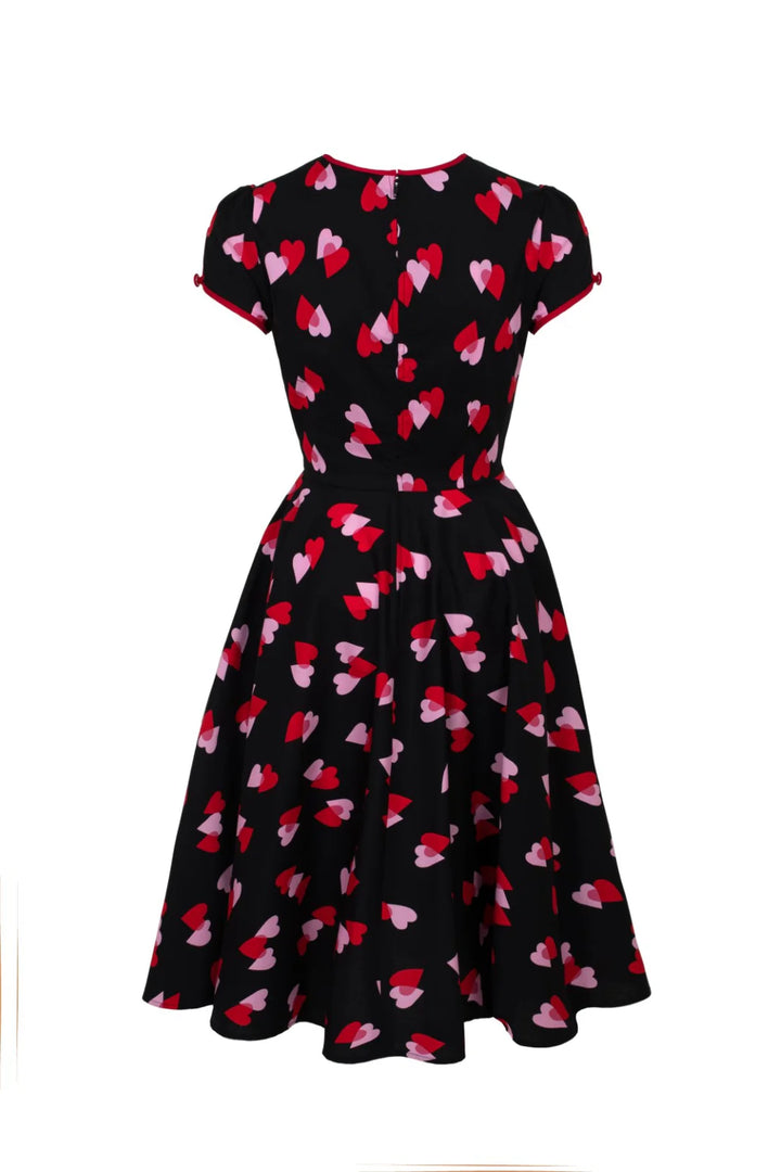 Robe midi Hell Bunny motif cœurs Confetti style années 50