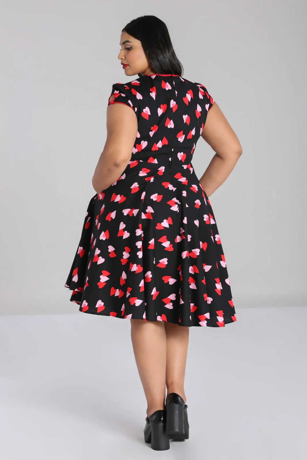 Robe midi Hell Bunny motif cœurs Confetti style années 50