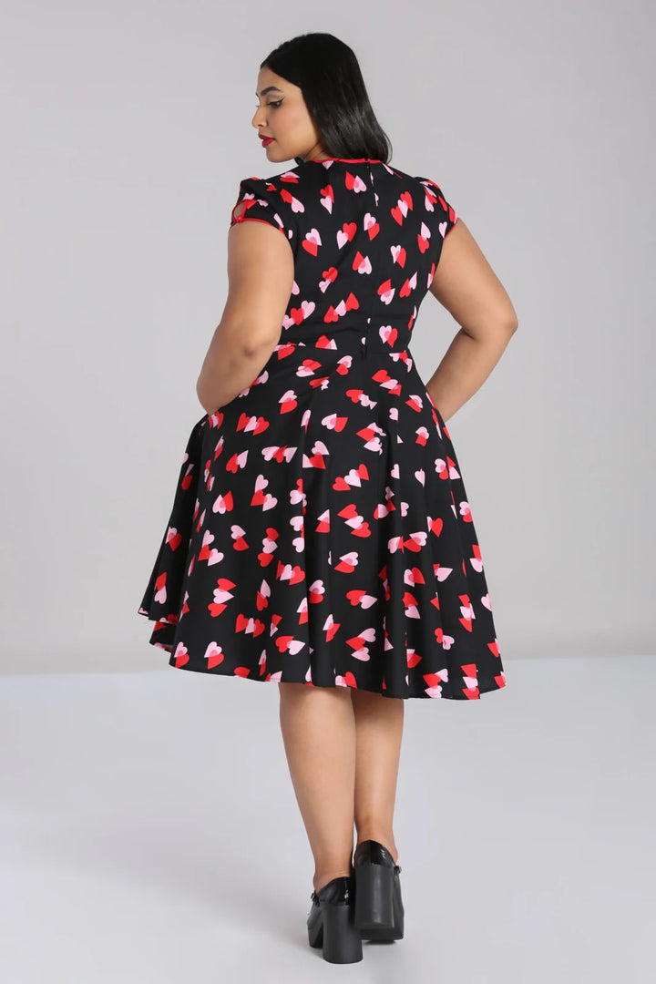 Robe midi Hell Bunny motif cœurs Confetti style années 50