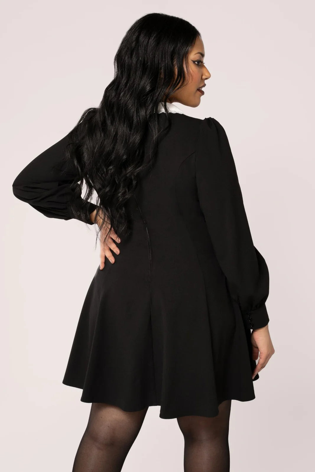 Hell Bunny Batilda Dress – Black Gothic Collar Mini Dress