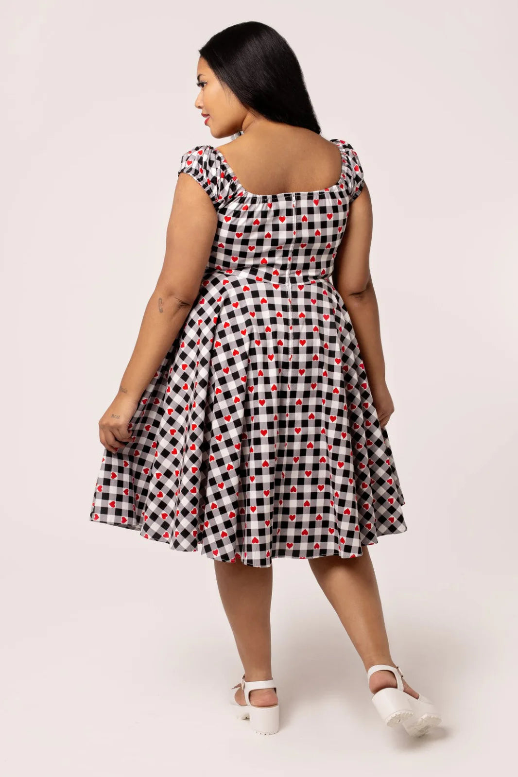 Robe midi Hell Bunny Leonie Gingham Cœur années 50