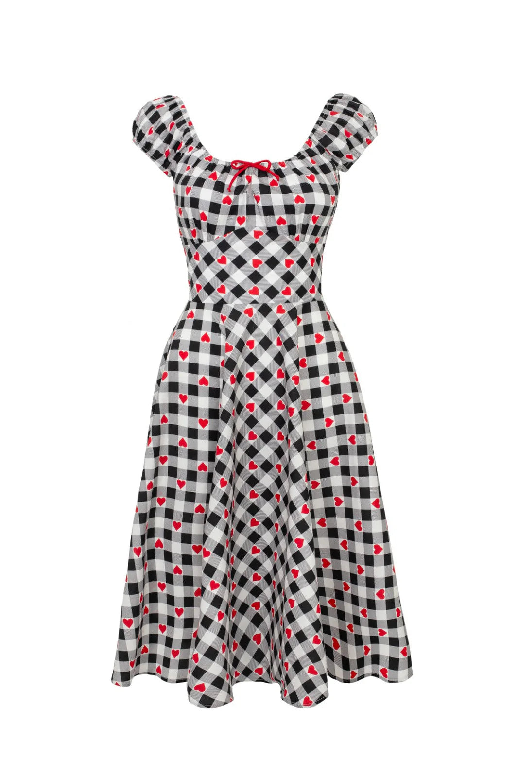 Robe midi Hell Bunny Leonie Gingham Cœur années 50