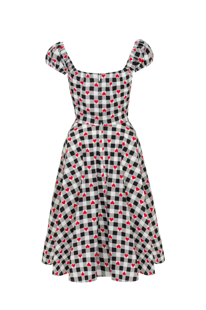 Robe midi Hell Bunny Leonie Gingham Cœur années 50