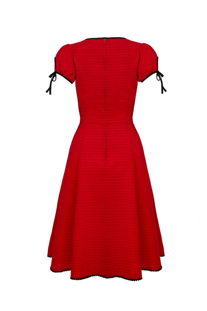 Robe mi-longue évasée Hell Bunny Casey Rouge Années 50