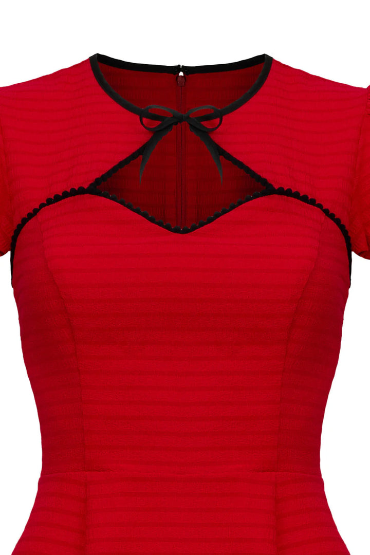 Robe mi-longue évasée Hell Bunny Casey Rouge Années 50