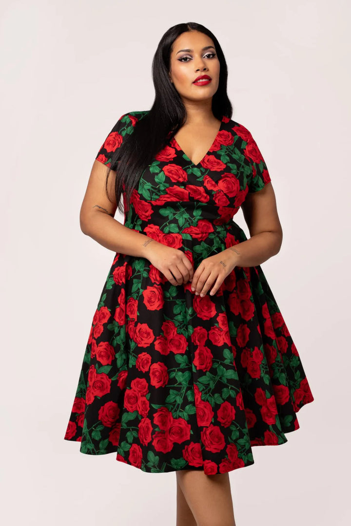 Hell Bunny Dolce Vita Red Rose 50s Dress