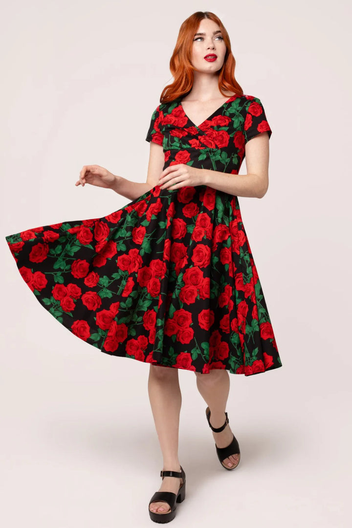 Hell Bunny Dolce Vita Red Rose 50s Dress